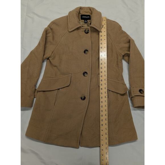 London Fog Winter Pea Coat Button Up Wool Blend Tan/Beige Women's sz Small - Picture 4 of 12
